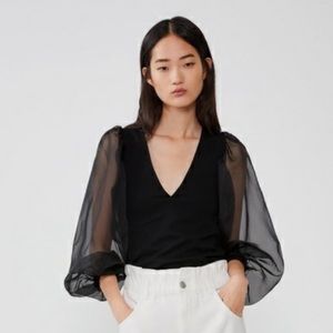 ZARA Puff Sleeve Shirt - Black REF 1131/902 NWT